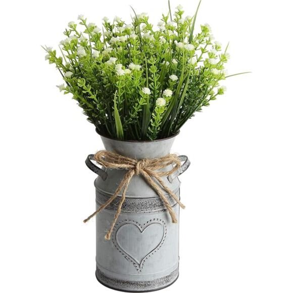 Shabby Chic Milk Can Galvanized Vase Metal Jug French Rustic Bucket Farmhouse - Picture 3 of 7